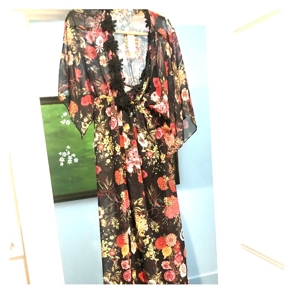 Anthro Farm Floral Maxi Dress
